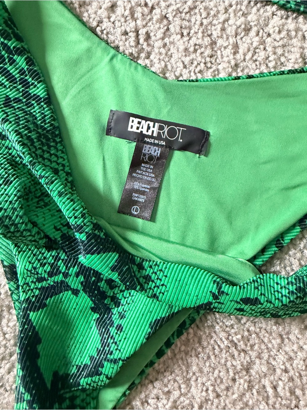 Beach Riot Green Snake-Print Bikini - Picture 2 of 4